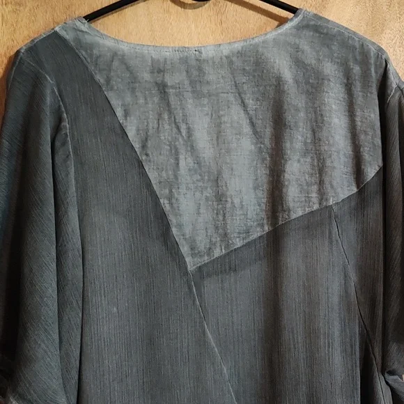 Pretty Angel Graphite Linen Blend Layered Top Eyelet Shabby Chic Lagenlook Sz XL - Picture 8 of 10